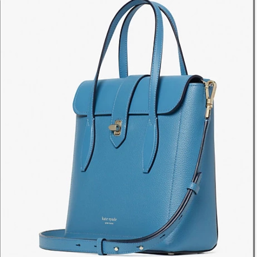 kate spade Blue Leather Tote with Gold Hardware
